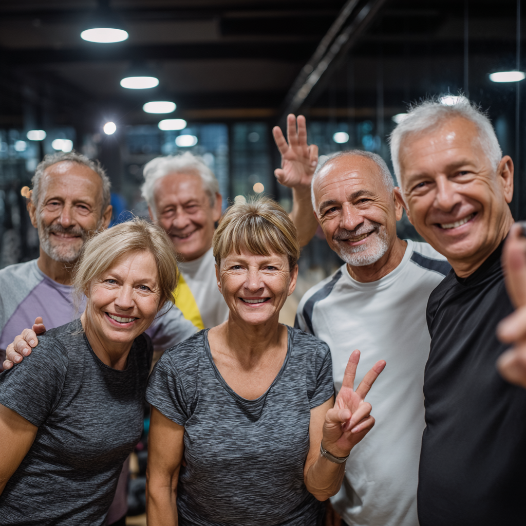 Energetic Ukrainian adults in their 30s and 40s running together in a group, wearing colorful athletic clothing and showing joy and determination on their faces during outdoor training